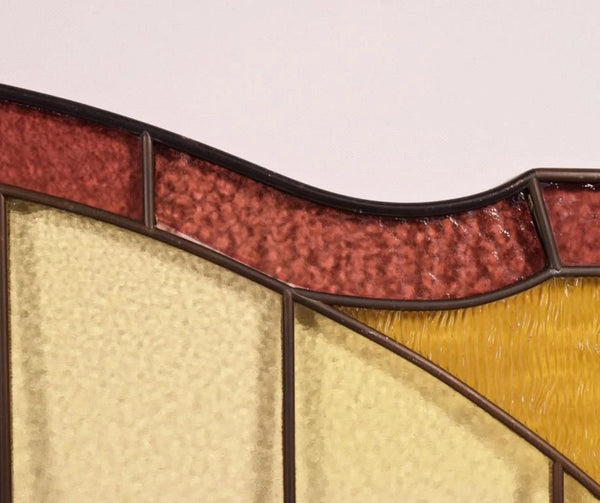 30" Wide Vintage French Art Deco Stained/Leaded Glass Panel with Flowers