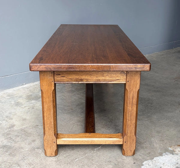 Vintage French Farm Trestle Table/Dining Table/Desk with Drawer in Hardwood