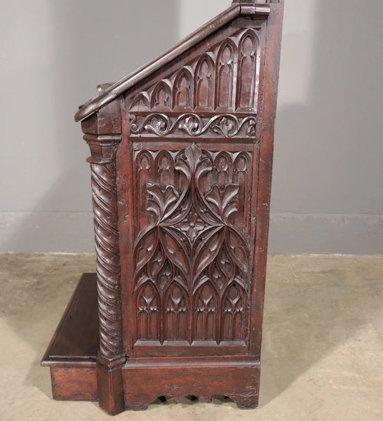 Antique French Solid Walnut Wood Church Prie Dieu/Prayer Cabinet/Altar/Kneeler