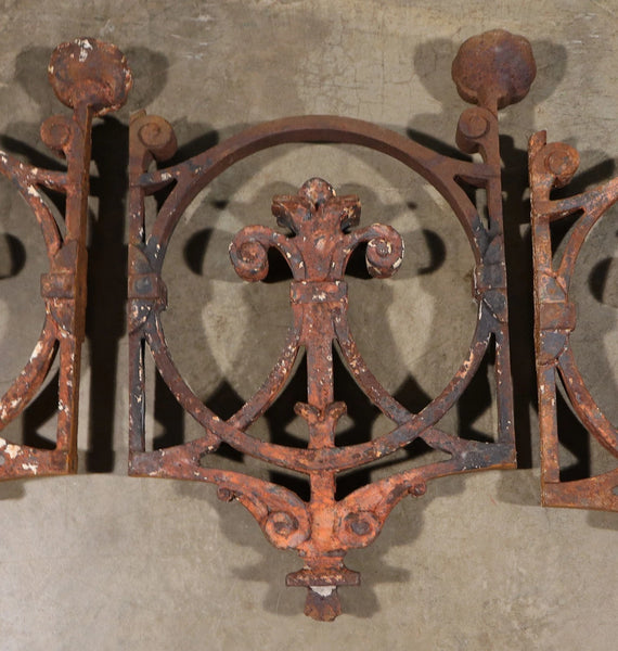 Set of 7 Matching 23" Tall French Cast Iron Panels/Fence Ornament "Fleur De Lis"