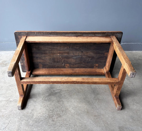 Antique French Rustic Farm Table/Desk in Solid Chestnut Wood
