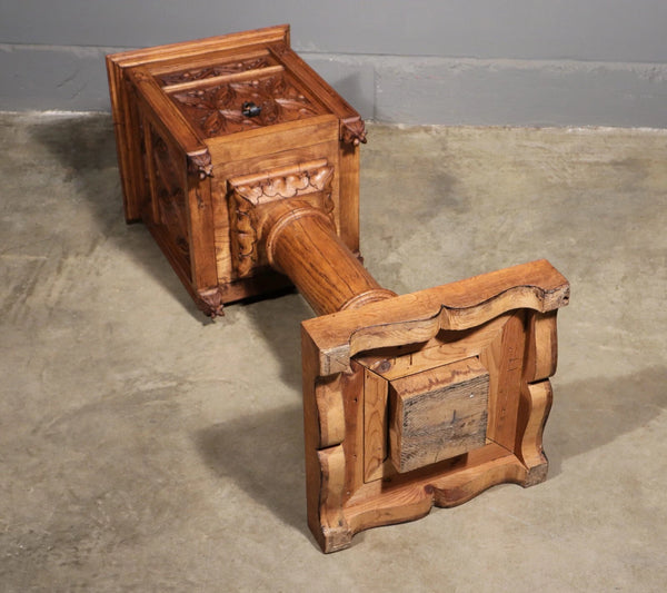 Vintage French Gothic Revival Stand, Cabinet, End Table Highly Carved Oak Wood