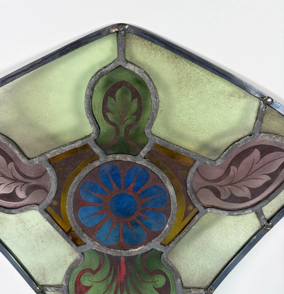 16" Tall Antique Belgian Stained/Leaded Glass Panel by Bertrand Bardenhewer
