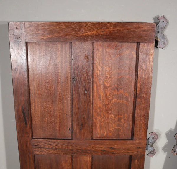 Pair of French Antique Neo Gothic Cabinet Doors in Oak Wood Linen Fold Carvings