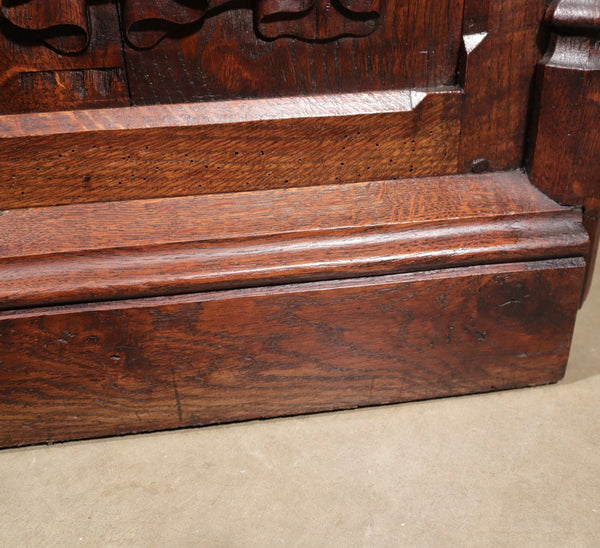 Antique French Gothic Chest/Trunk in Solid Oak Wood With Detailed Carvings