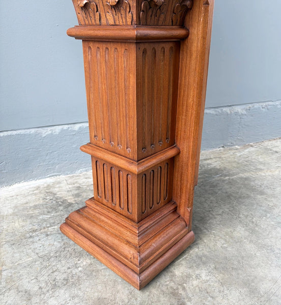 Antique French Donation Box Christianity with Angel Carvings in Solid Mahogany