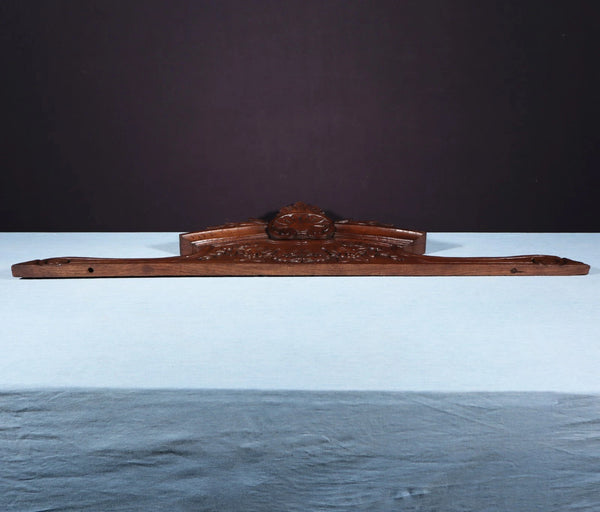 45" Wide Antique French Solid Oak Wood Highly Carved Detailed Crest