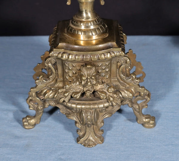 XL 24" Tall Pair of Large Vintage French Bronze Candelabra Candlesticks