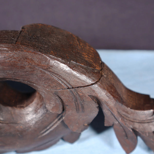8" Wide Pair of Highly Carved Solid Oak Wood French Trim Pieces Salvage