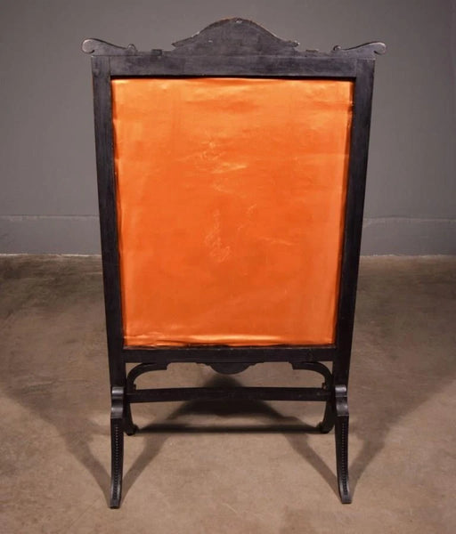 French Antique Fireplace Screen with Needlepoint Griffin/Carved Walnut Frame