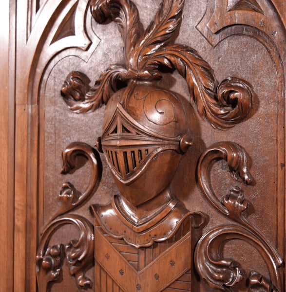 88" Wide Antique French Panel/King Size Headboard in Solid Walnut w/Knight