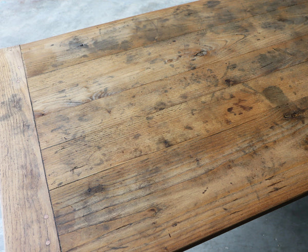 Antique French Dining Table/Farm Table/Desk in Solid Chestnut Wood and Oak