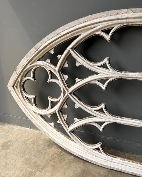 14 Foot Tall XL Antique Belgian Gothic Architectural Solid Oak Window Frame