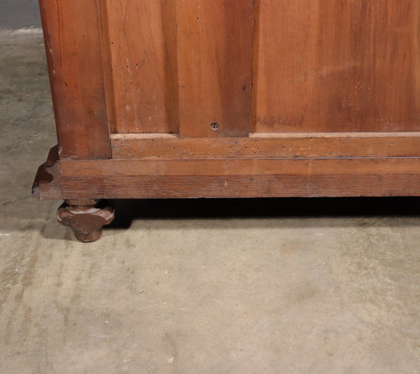 71" Tall Antique French Solid Walnut Wood Highly Carved Renaissance Cabinet