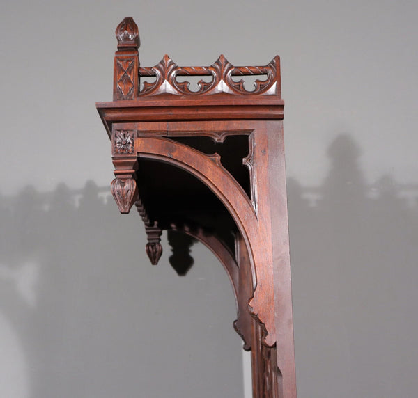 88" Tall Antique French Walnut Gothic Cabinet/ Cupboard/ Display Stand/Pedestal