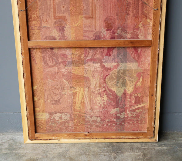 61" Tall Framed Vintage Belgian Tapestry Signed "Doutreligne" Card Players