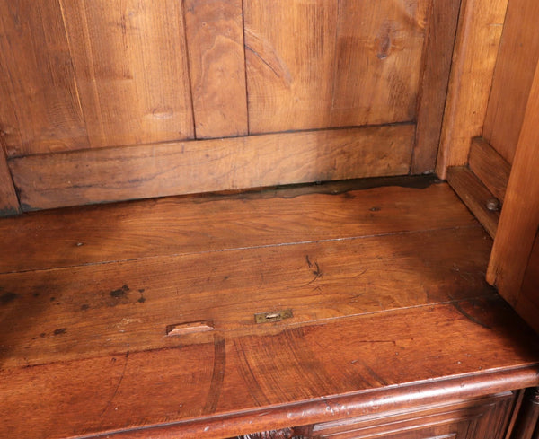 French Antique Solid Walnut Wood Neoclassical Gun Case/Cabinet with Carvings