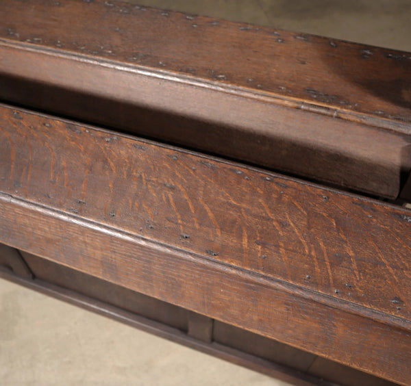 Pair of 79" Long Antique Gothic Revival Solid Oak Wood Prayer Church Rails