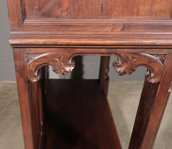 Antique French Gothic Revival Cabinet/Bar Cabinet in Highly Carved Chestnut Wood