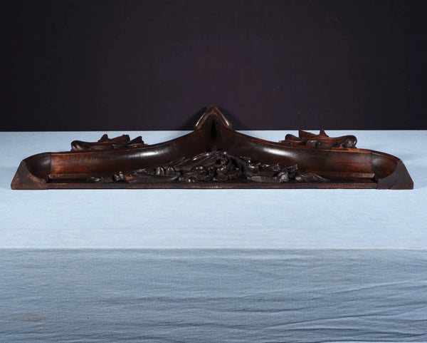 36" Antique French Gothic Revival Crest/Pediment in Solid Walnut and Oak Wood