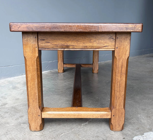 Vintage French Farm Trestle Table/Dining Table/Desk with Drawer in Hardwood