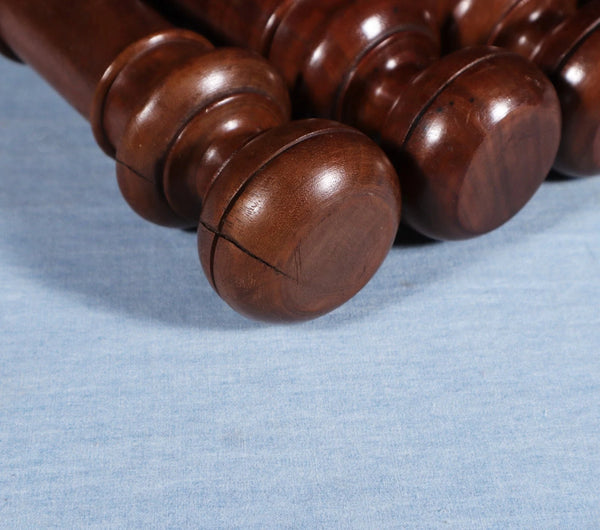 15" Set of Four French Antique Solid Mahogany Wood Posts/Pillars/Trim Salvage