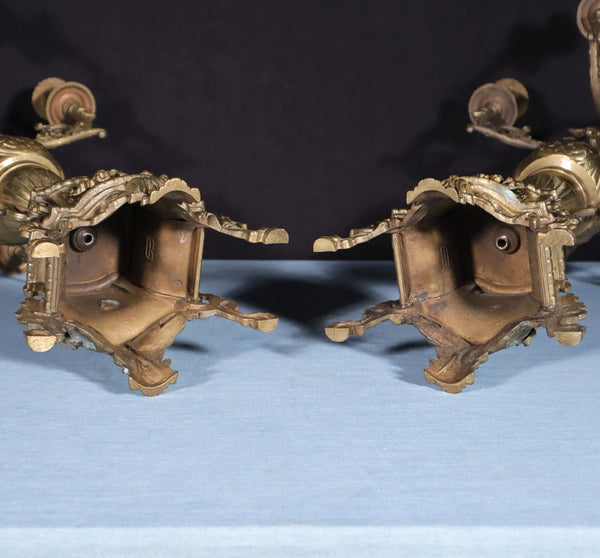 XL 24" Tall Pair of Large Vintage French Bronze Candelabra Candlesticks