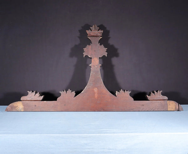 66" Antique French Gothic Revival Crest/Pediment in Solid Walnut and Oak Wood