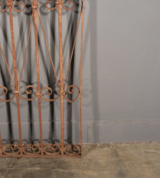 56" Tall Antique French Iron Decorative Window Panel/Fence/Gate Late 1800's