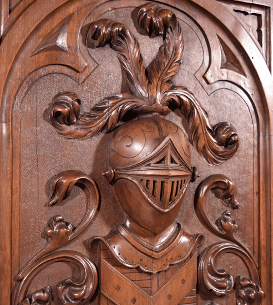 88" Wide Antique French Panel/King Size Headboard in Solid Walnut w/Knight