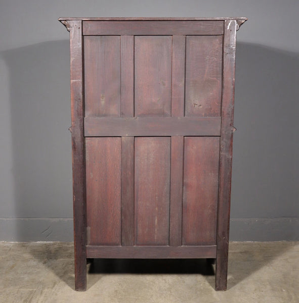 Antique French Gothic Revival Cabinet Highly Carved in Oak Wood w/Figures