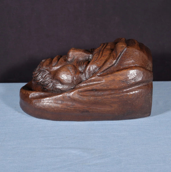 11" Tall Large Vintage Decorative Highly Carved Face/Head in Solid Oak Wood