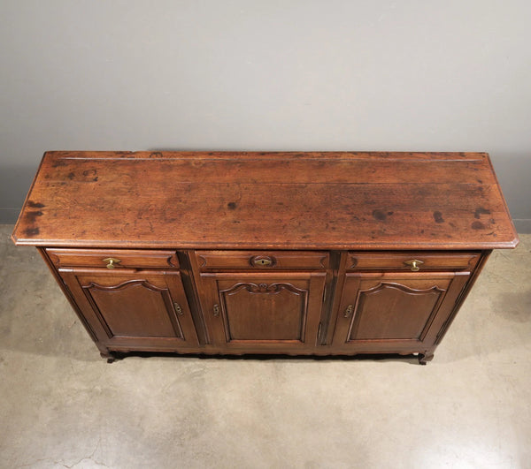 Large Antique French Provincial Three Door Sideboard/Buffet in Solid Oak Wood