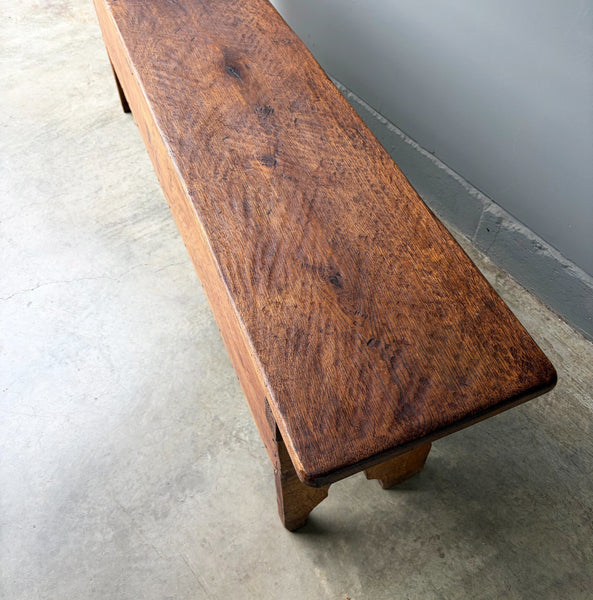 Antique French Gothic Revival Solid Oak Wood Storage Bench/Settee/Chair Rustic