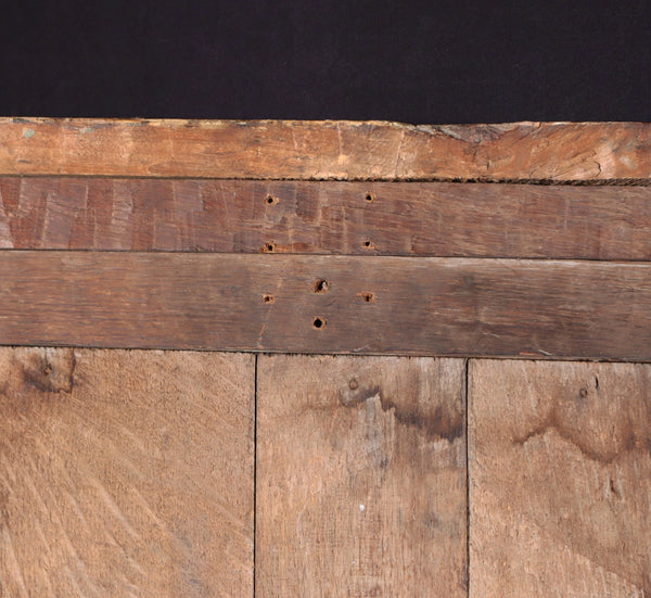 Vintage Framed Oil on Panel Painting of St Francis with Cat by Paul Bruylant