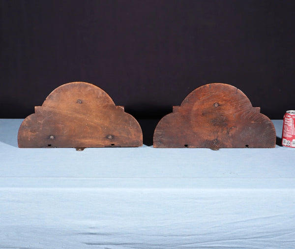 Pair of Large French Antique Lion Wall Sconces/Shelves in Solid Oak and Chestnut