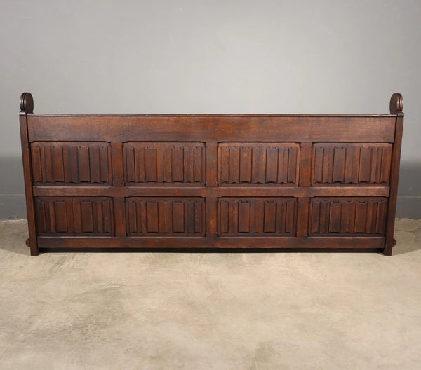 Pair of 79" Long Antique Gothic Revival Solid Oak Wood Prayer Church Rails