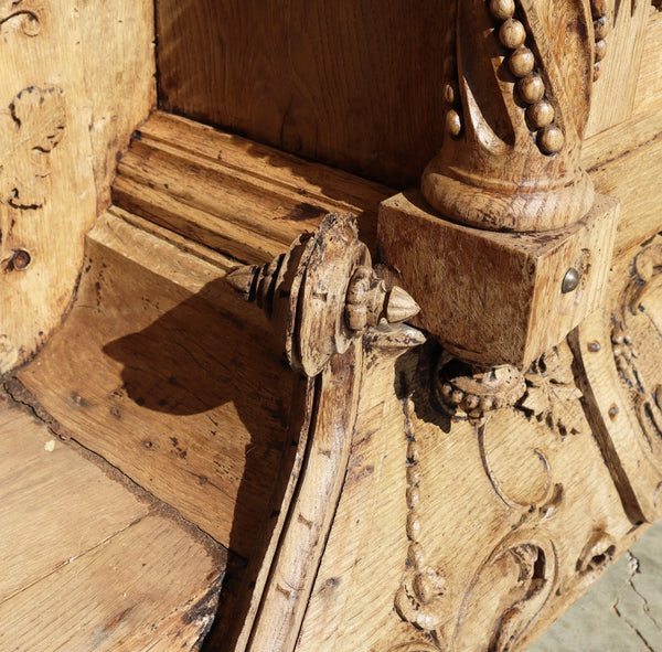 84" Wide Antique French Renaissance Revival Altar/ Tabernacle Highly Carved Oak