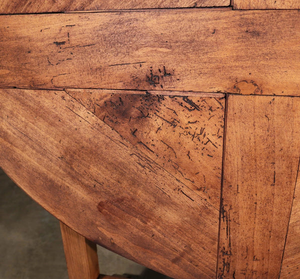 Antique French Solid Oak and Ash Wood Rustic Wine Tasting Table with Tilt Top