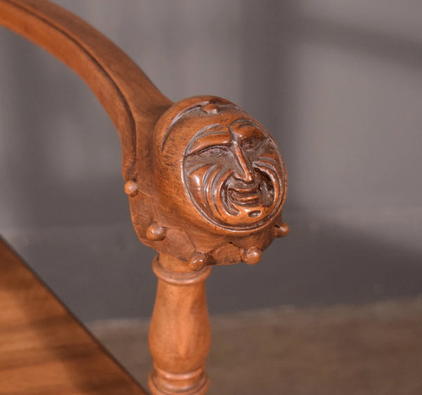 Pair of Antique Renaissance Revival Arm Chairs Solid Walnut Hand Carved Jesters