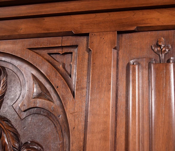 88" Wide Antique French Panel/King Size Headboard in Solid Walnut w/Knight