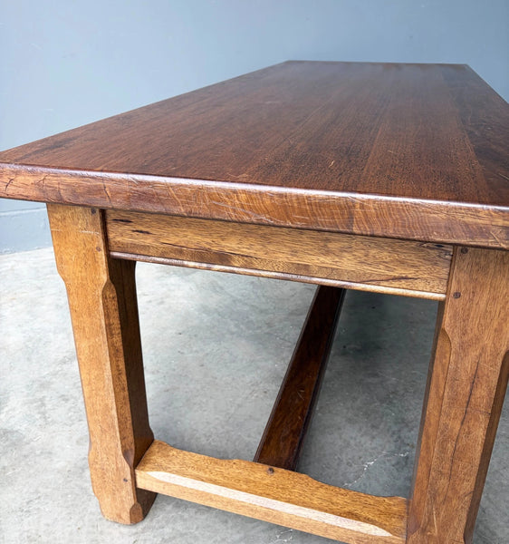 Vintage French Farm Trestle Table/Dining Table/Desk with Drawer in Hardwood