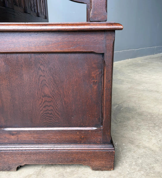 Antique French Gothic Revival Oak Wood Bench/Settee/Chair Highly Carved