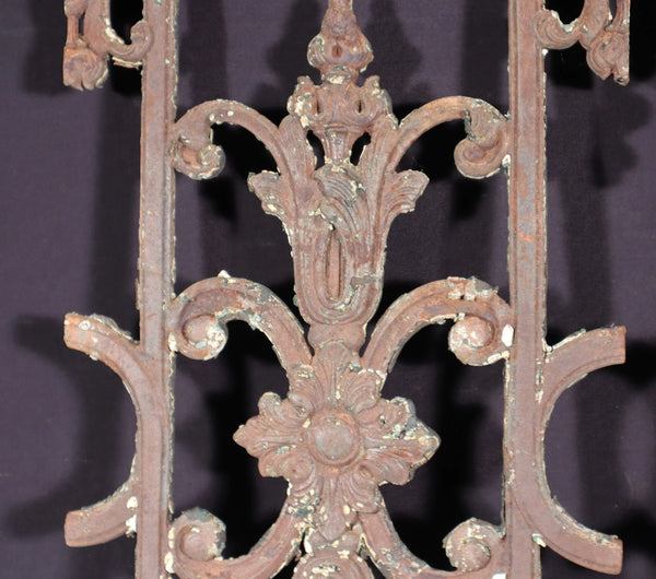 32" Tall Pair of Large French Antique Cast Iron Window Grilles Panels
