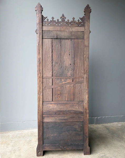 Late 1700's Antique French Gothic Throne Chair Bench/Settee/Chair Carved Oak