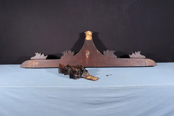 66" Wide Antique French Gothic Revival Crest/Pediment in Solid Walnut & Oak Wood