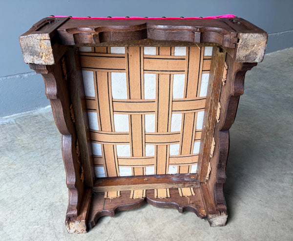 Antique French Solid Oak Wood Church Prie Dieu/Kneeler Christian Highly Carved