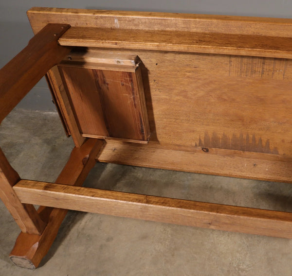 Vintage French Farm Trestle Table/Dining Table/Desk with Drawer in Hardwood
