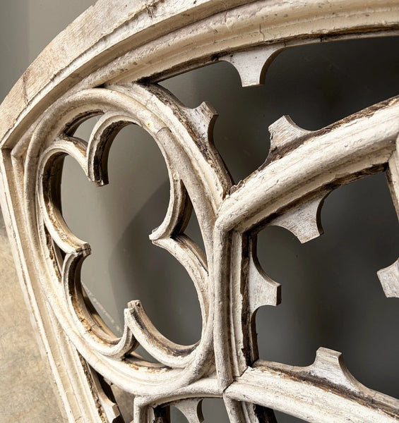 14 Foot Tall XL Antique Belgian Gothic Architectural Solid Oak Window Frame