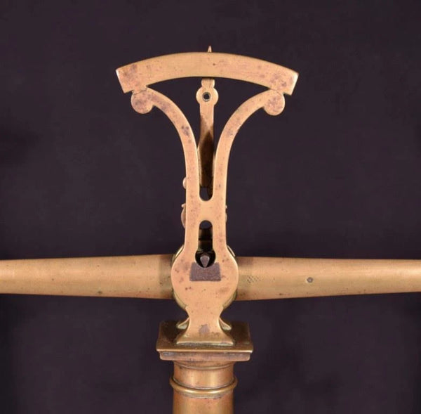 Late 1800's Antique French Brass Pan Balance Beam Scale